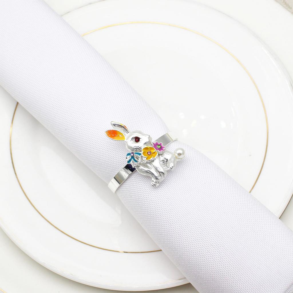 White Rabbit Napkin Buckle Alloy Napkin Rabbit Ring Table Decoration for Home Hotel Cafe Gold