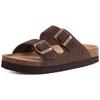 Fashion Litfun Classic Leather Cork Slippers Women Fashion Suede Flats Sandals Thick Footbed Cork Slides Unisex Outdoor Beach Slippers