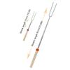 Stainless Steel Telescoping BBQ Fork U-Shaped Hot Dog Skewer with Wooden Handle for Outdoor Grilling Campfire BBQ Use