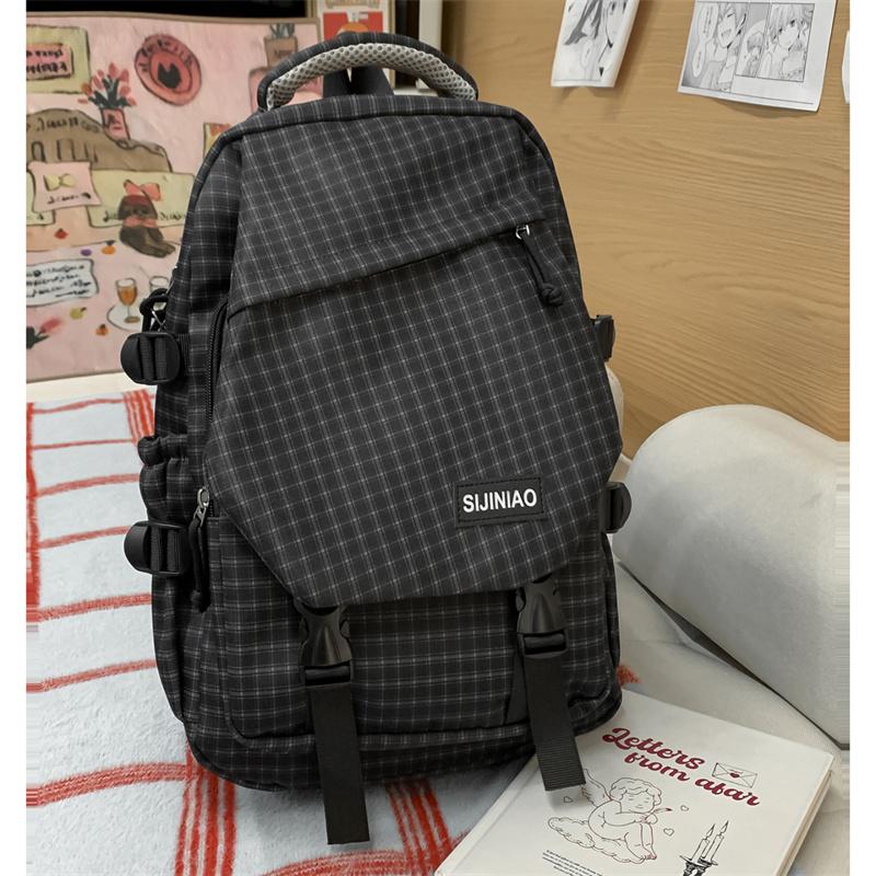 Mochila de Grande Capacidade Mochila Escolar para Campus Mochila Xadrez para o Trabalho