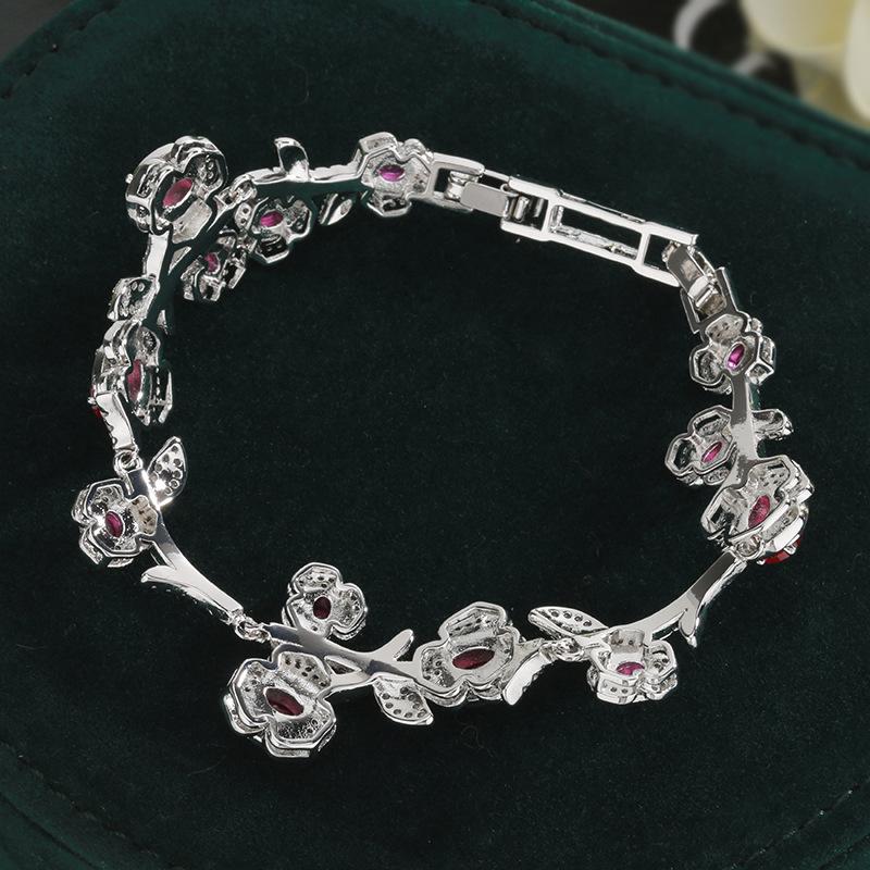 Jewelry Bracelet Red Corundum Zircon Inlaid Women's Retro Personalized Fashion Rose Mountain Camellia