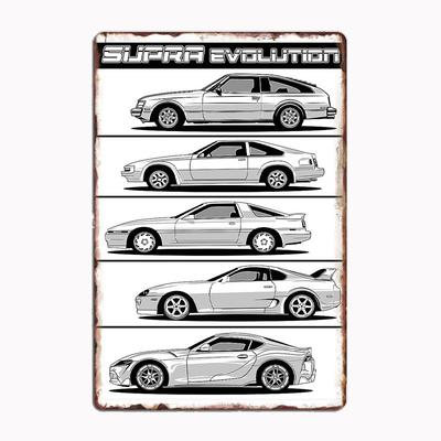 Supra Evolution MK5 MK4 MK3 MK2 Celica Rest Sports Car Metal Poster Sign Club Custom Indoor Wall Tin Sign Room Decor Home Decor