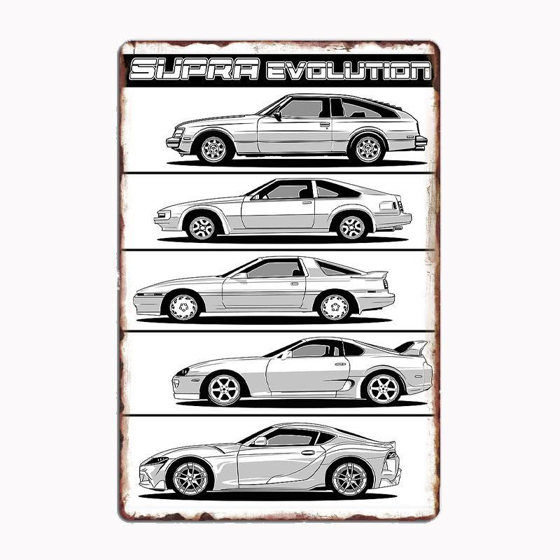 

Supra Evolution MK5 MK4 MK3 MK2 Celica Рестайлинг Спорткар Металлический Постер Знак Клуб Кастом Внутренний Настенный Жестяной Знак Декор Комнаты Домашний Декор 20x30cm（7.8x11.8inch）