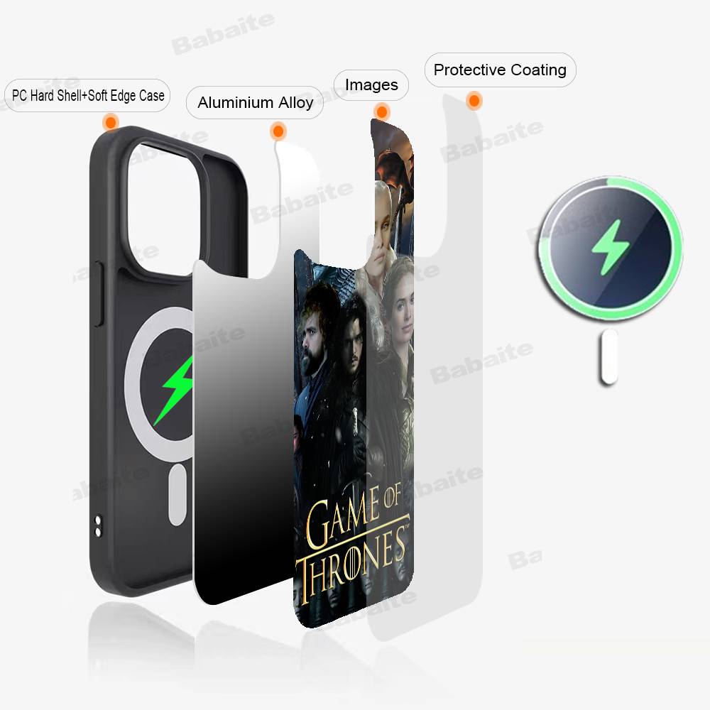 Film G-Game Of T-Thrones Phone Case For IPhone 13 14 15 11 12 16 17 Pro Max Plus For Magsafe Magnetic Shell
