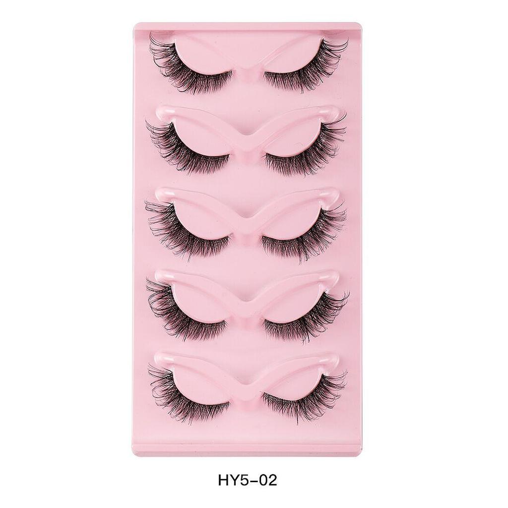 5 párů Cat Eye Lashes Přírodní umělé řasy Fox Eye Umělé norkové řasy