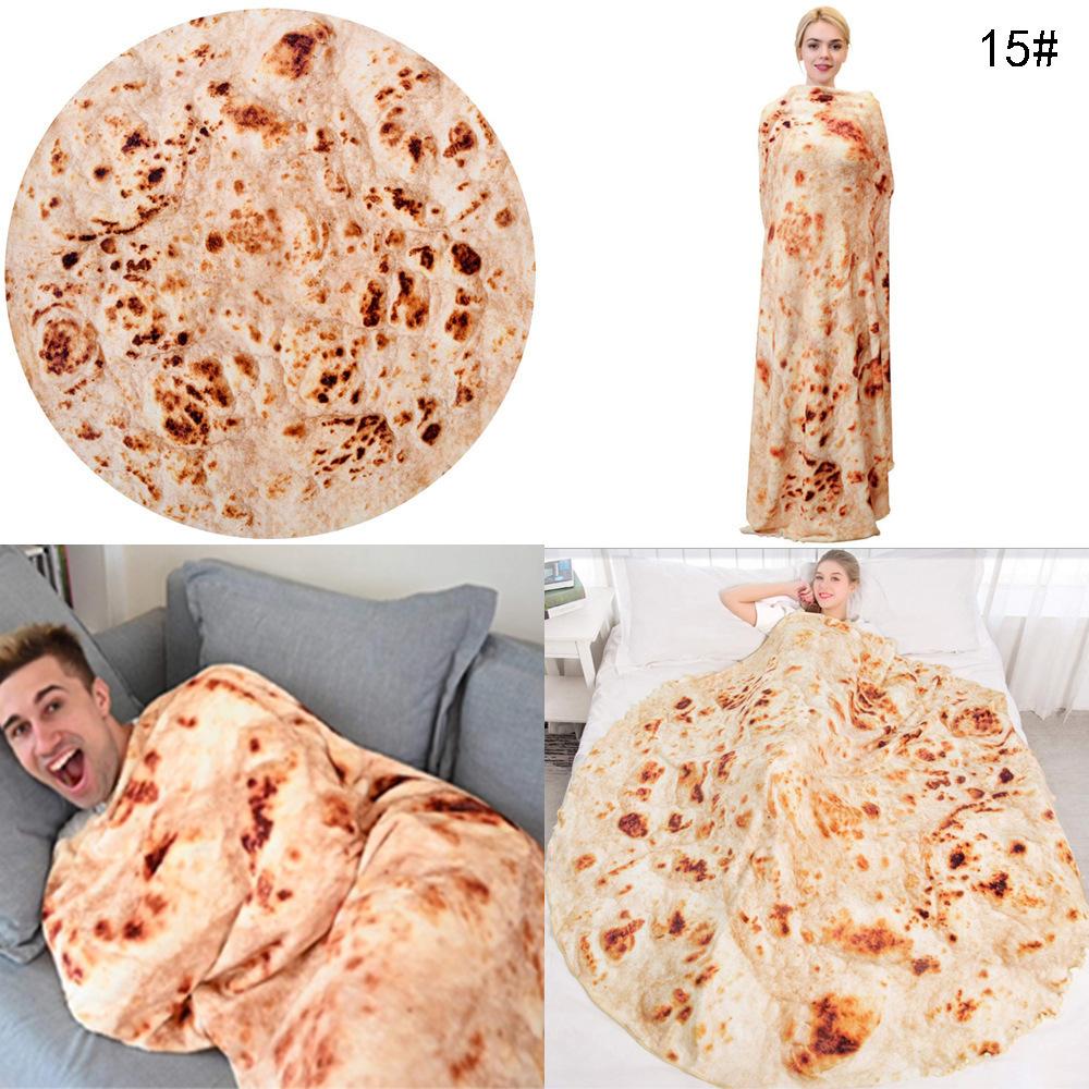 Multi-size Funny Round Corn Tortilla Blanket Soft Warm Throw Blanket for Sofa, Office, Bed, Camping Traveling Flannel Blankets