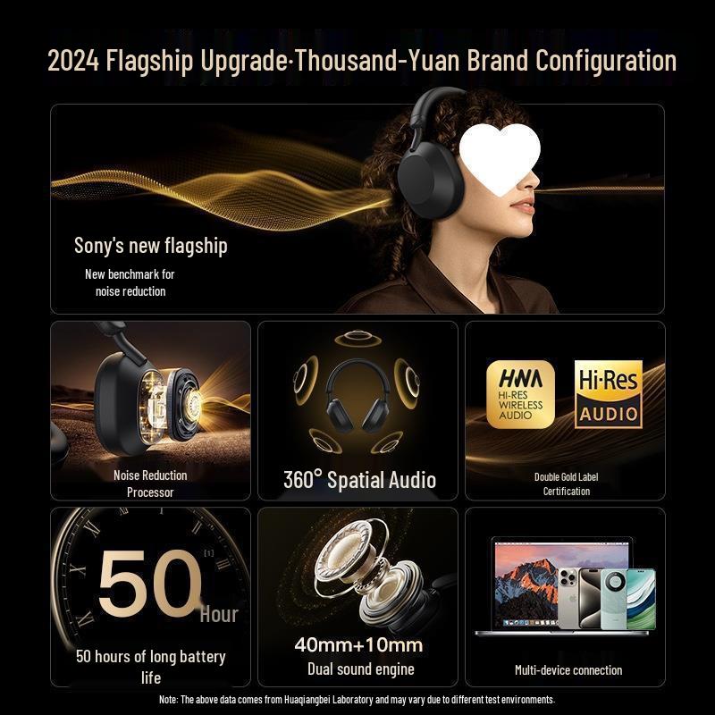 2024 Huaqiangbei WH1000-XM5 Over-Ear Wireless Noise-Cancelling Bluetooth Headphones Compatible with Sony Public Model