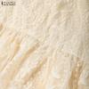 ZANZEA Women Stand Collar Summer Casual Short Sleeve Patchwork Lace Dress