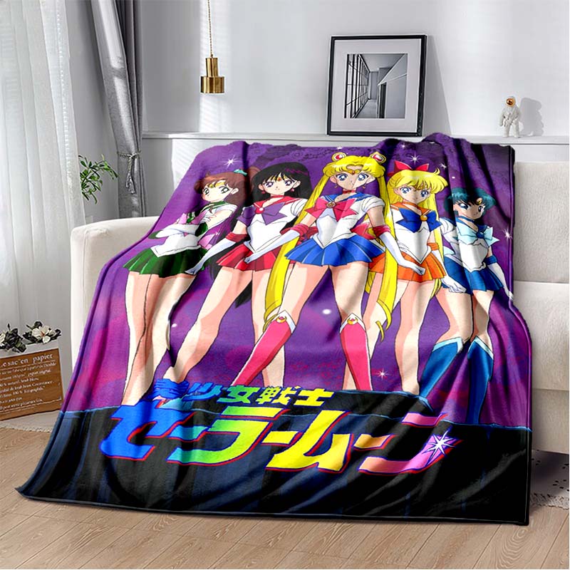 2026 new cartoon S-Sailor M-Moon flannel printed soft blanket sofa bed cover oversized office hotel airplane travel gift blanket