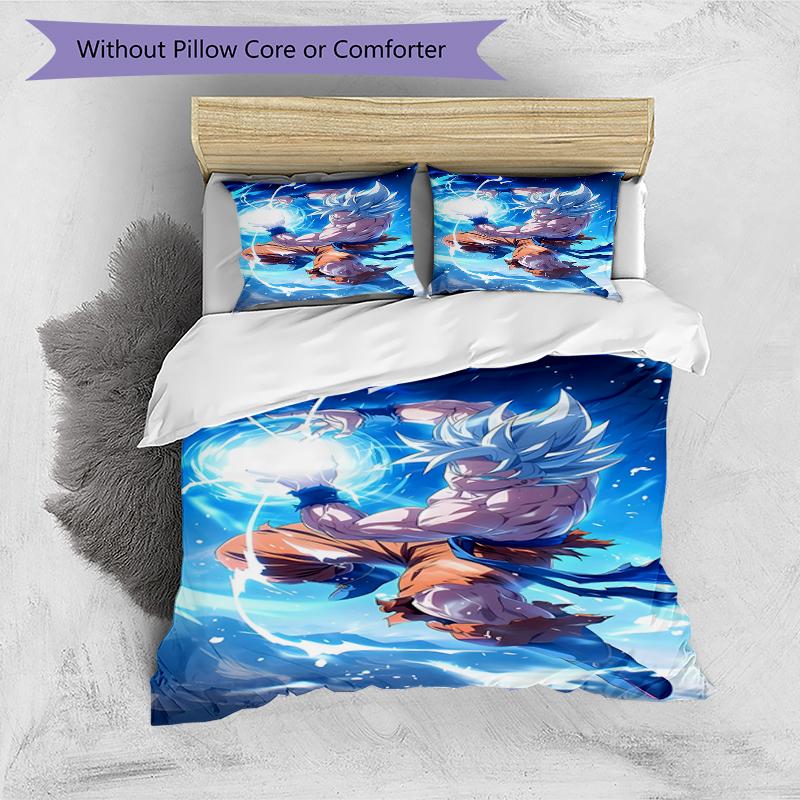 3pcs Dragon Ball4 Design Cover Set - HD Printed Bedding with 1 Cover and 2 Pillowcases - Perfect for Home and Dorm Decor