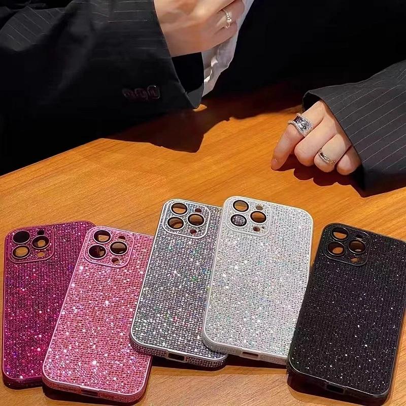 Luxury Jewelled Glitter Phone Case For iPhone 11 12 13 14 15 Pro Max Plus Electroplated Bumper Clear Shockproof Cover