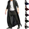 Lange Mouw Enkellengte Heren Vest Eenvoudige Effen Kleur Open Voorkant Jas Vest Bovenkleding