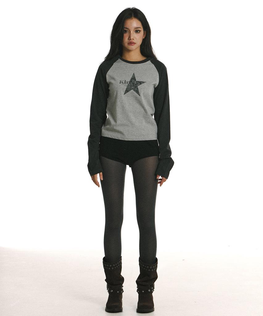 Kimseupeulesikoteunmakes Bam Star Raglan Ls Tee Charcoal(Grey)