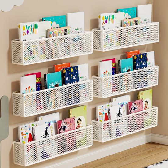 1/2/3Pcs Storage Rack Metal Bookshelf Strong Load-bearing Simple Installation Multipurpose Wall Mount Record Holder Magazine Rack