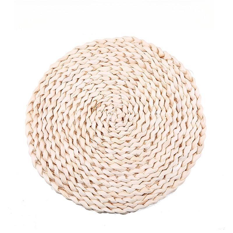 Corn Fur Woven Dining Table Mat Heat Insulation Pot Holder Round Coasters Coffee Drink Tea Cup