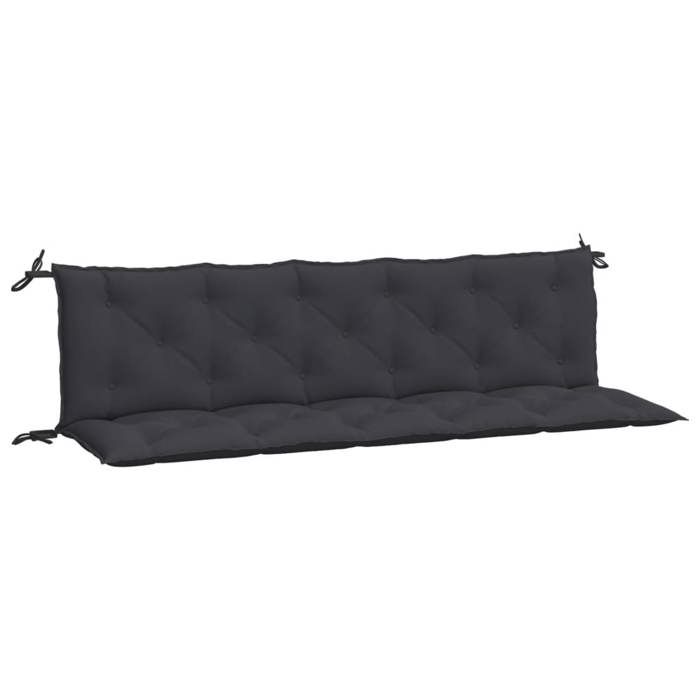 VidaXL Set of 2 Garden Bench Cushions, Bench Cover with Tie Strings, Waterproof Outdoor Cushion, Black 361723