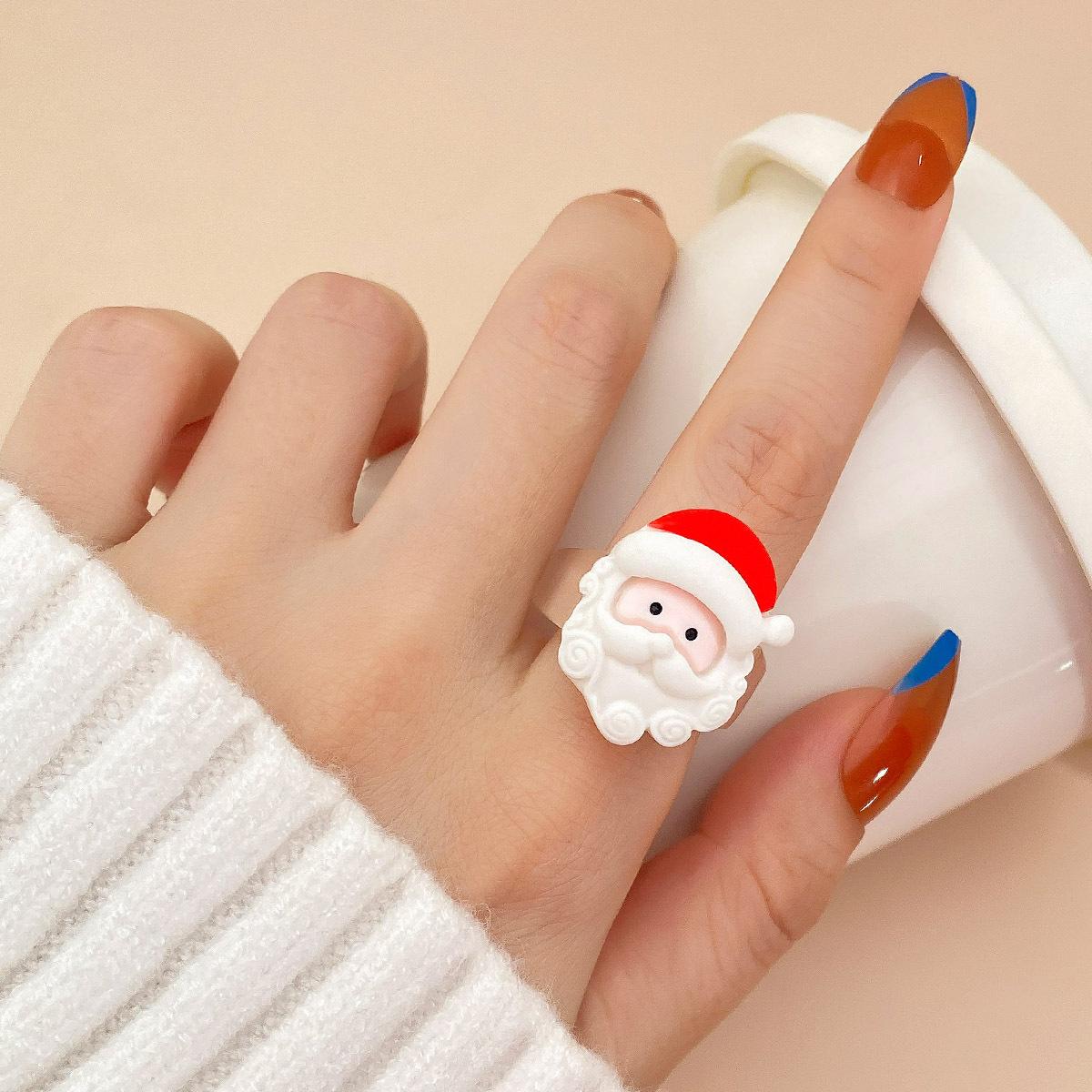 

Cute Elk Rings Colorful Polymer Resin Acrylic Finger Rings Women Girls Friendship Couple Rings Lovely christmas Gifts 8