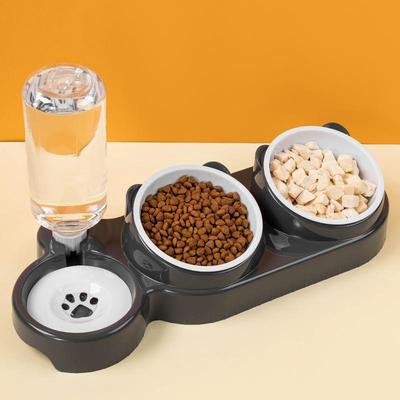 Doppelte Tierfutter- und Wasserschale mit automatischer Trinkfunktion