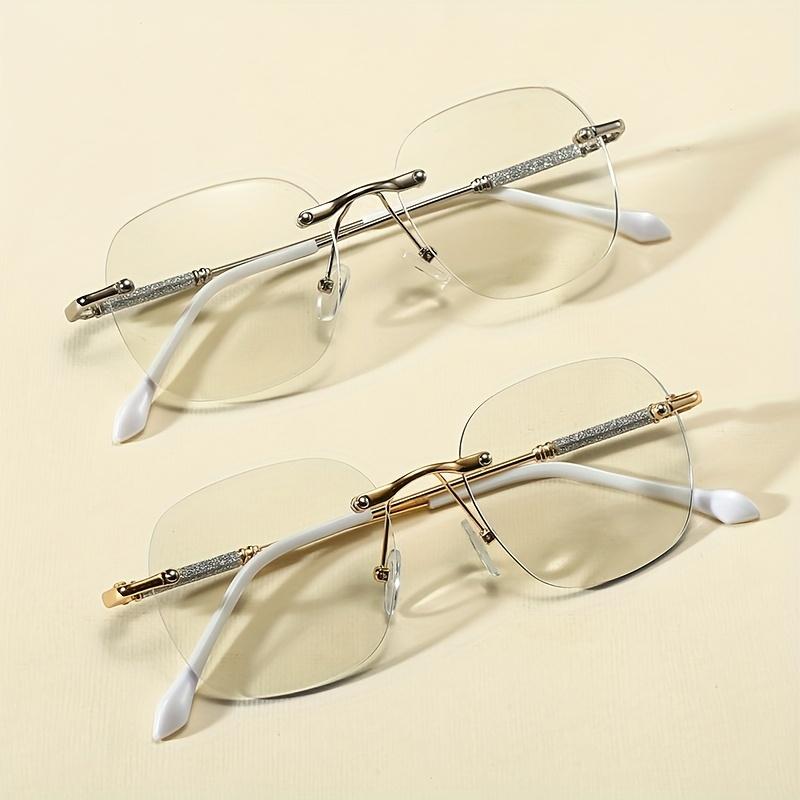 2PCS Frameless Trend Glasses Ultra-light Small Square Cut Edge Anti-blue Light Glasses Ultra Light Unisex Glasses
