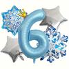 5/6Pcs SnowFlake Foil Balloons with 40inch Blue Crown Number Balloon for Princess Theme Birthday Party Decorats Baby Shower