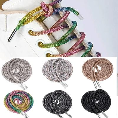 Luxury Rhinestone Shoelaces Rainbow Shoe Laces Sneakers Laces Shoes Round Shoelace 100/120/140/160CM 1Pc DIY Strings