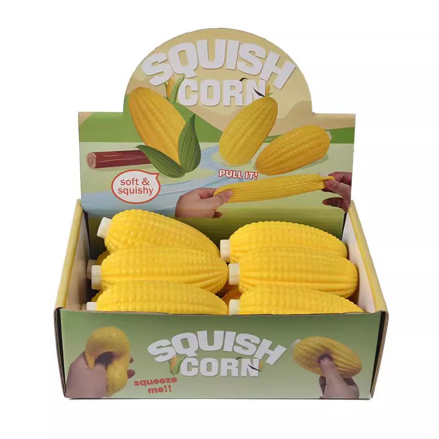 Bai Fen Bai Toys 1Pc Corn Squishy Toy Realistic Vegetable Shaped Stress Ball Flour Filled Decompression Sensory Fidget For Anxiety Gift