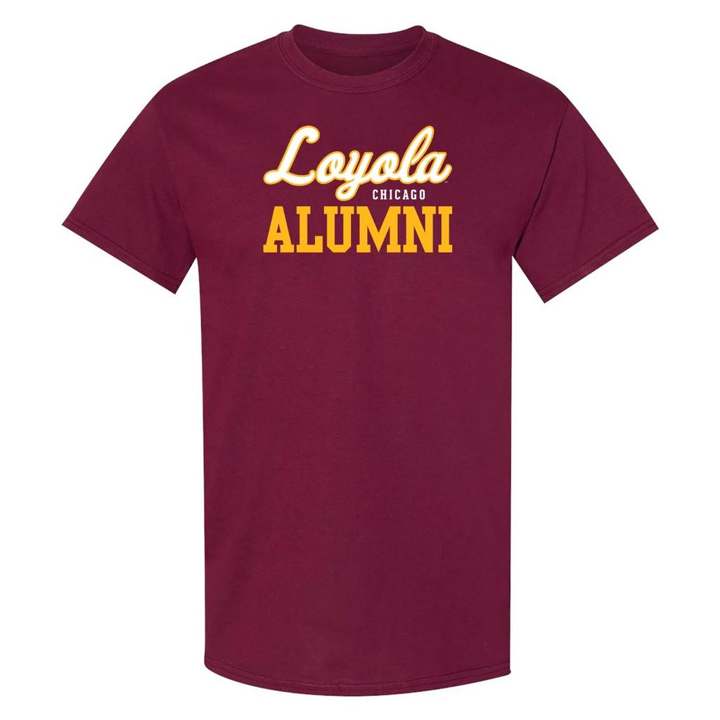 Loyola University Chicago Ramblers Primärlogo Alumni College T-Shirt - Weinrot