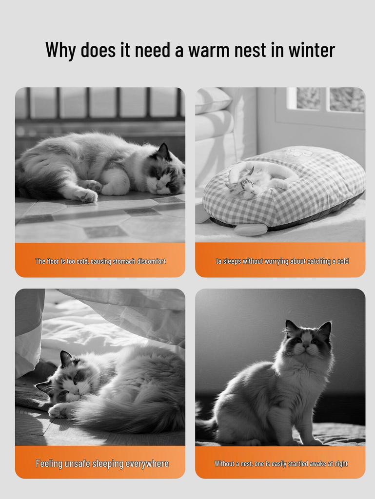 Przytulny śpiwór i łóżko dla kota: Ciepłe, zamknięte gniazdo zapewniające komfort zimą