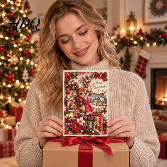 Seasonal Greeting Cards for Family Christmas Card 2D Flat Merry Santa Claus/Elf/Angel/Snowman Card Holiday Gatherings Party Favors Gifts Kids,