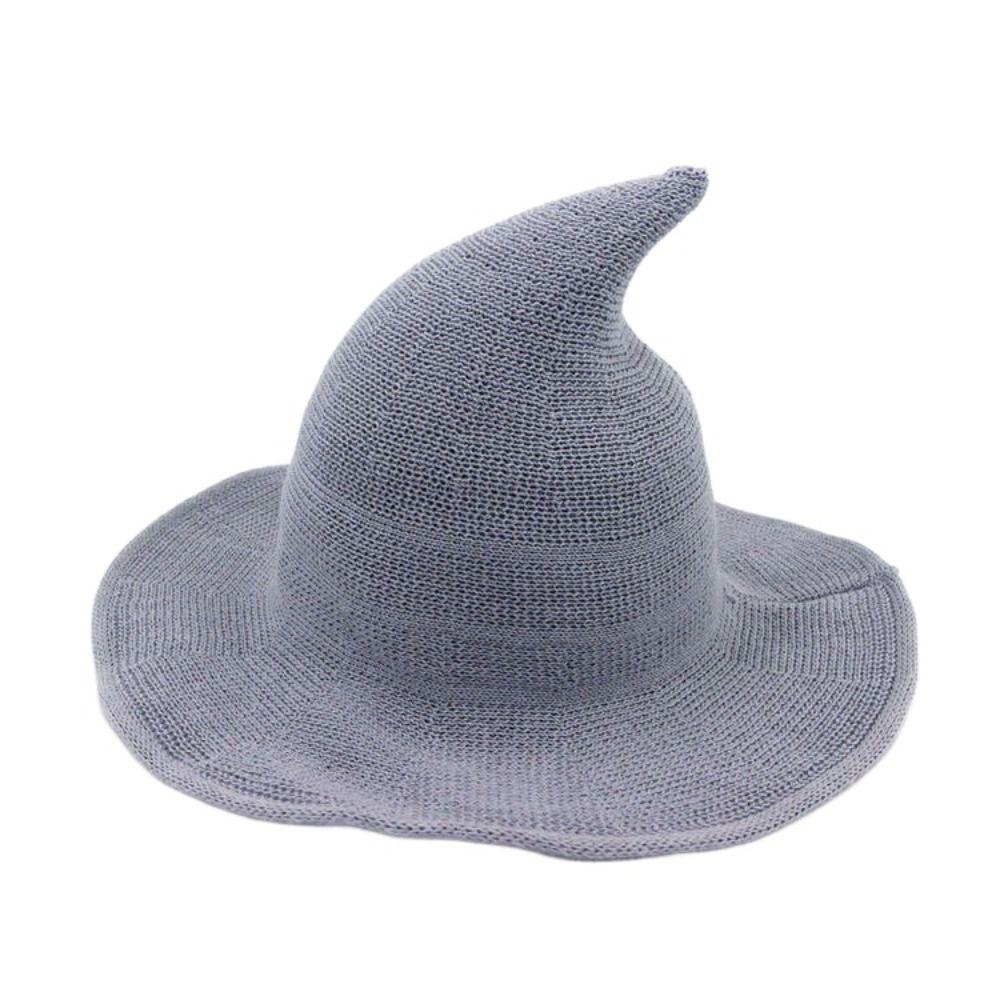 

Korean Witch Hat Wool Halloween Hat Portable Wool Bucket Hat Girl сірий