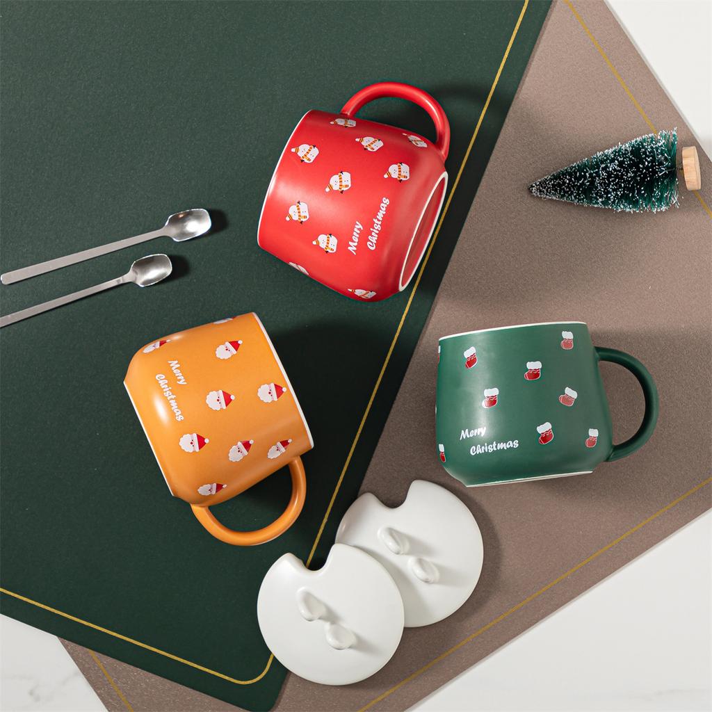 New Christmas Gift Cup Cute Cartoon Snowman Ceramic Cup Student Gift Mug Couple Water Cup