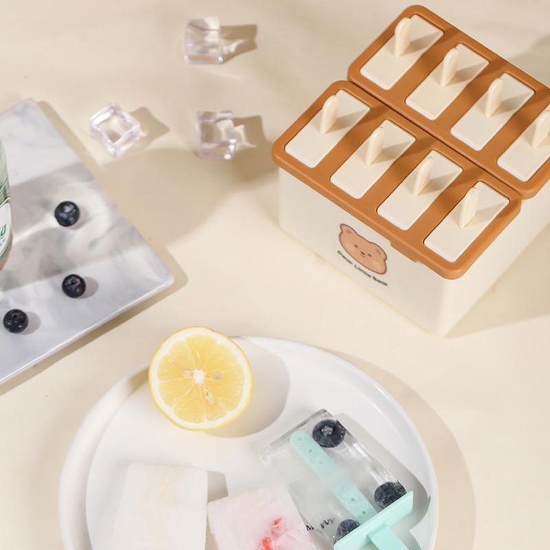 4/8 Gniazd Forma do lodów na patyku z pokrywką Domowe Lody z fasoli Mung Domowe Lody Formy do mrożonych lodów