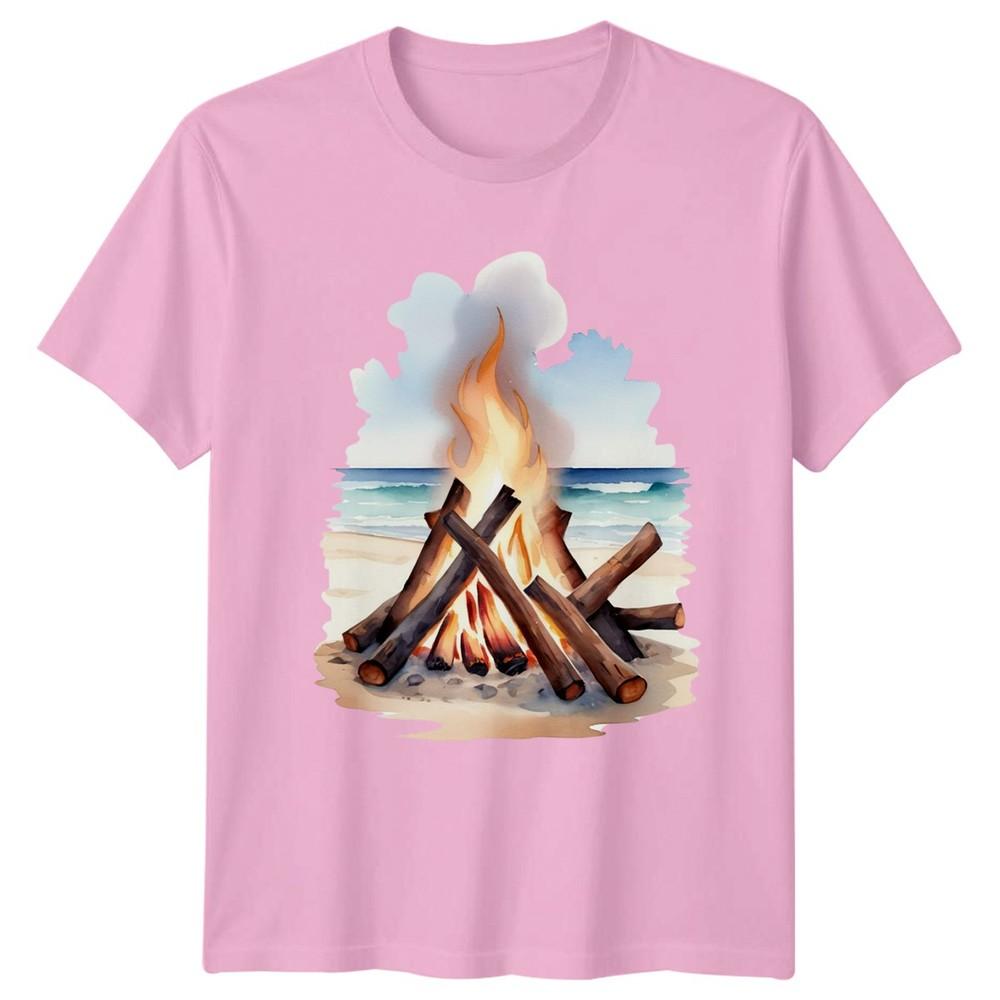 Bonfire Campfire Outdoors Unisexs Unisexs TShirt Graphic Tee Beach