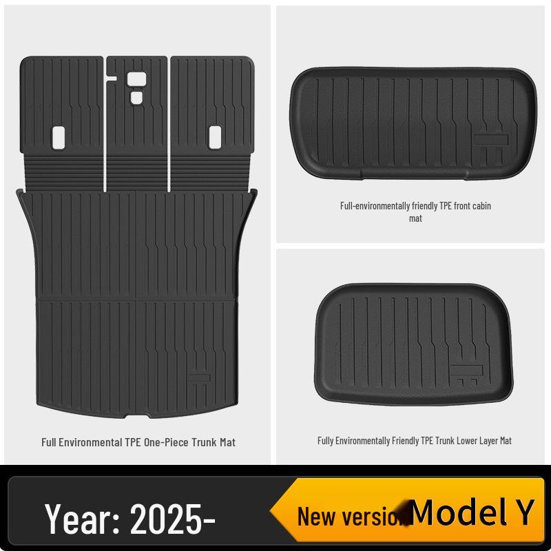 Tesla Model Y/3 TPE Front & Rear Trunk Mats and Foot Pad