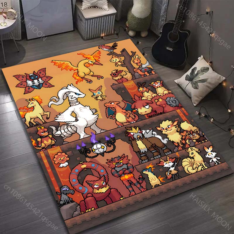 Multiple Sizes Pokemon Game Print Carpet for Living Room Bedroom Kid's Room Home Decor Non-slip Mat Area Rug Luxury Gift