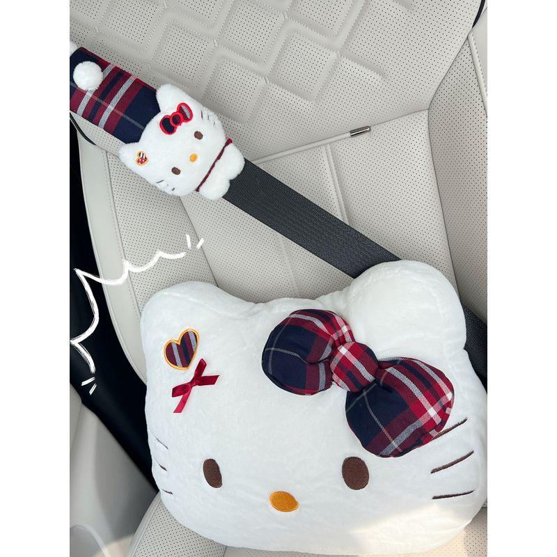 

Hellokitty Car Seat Cushion Pillow, Car Seat Belt Shoulder Pad Protective Cover, Anti-Wear Clothing, a Pair [Plaid Kitty] Shoulder Strap Single Pack
