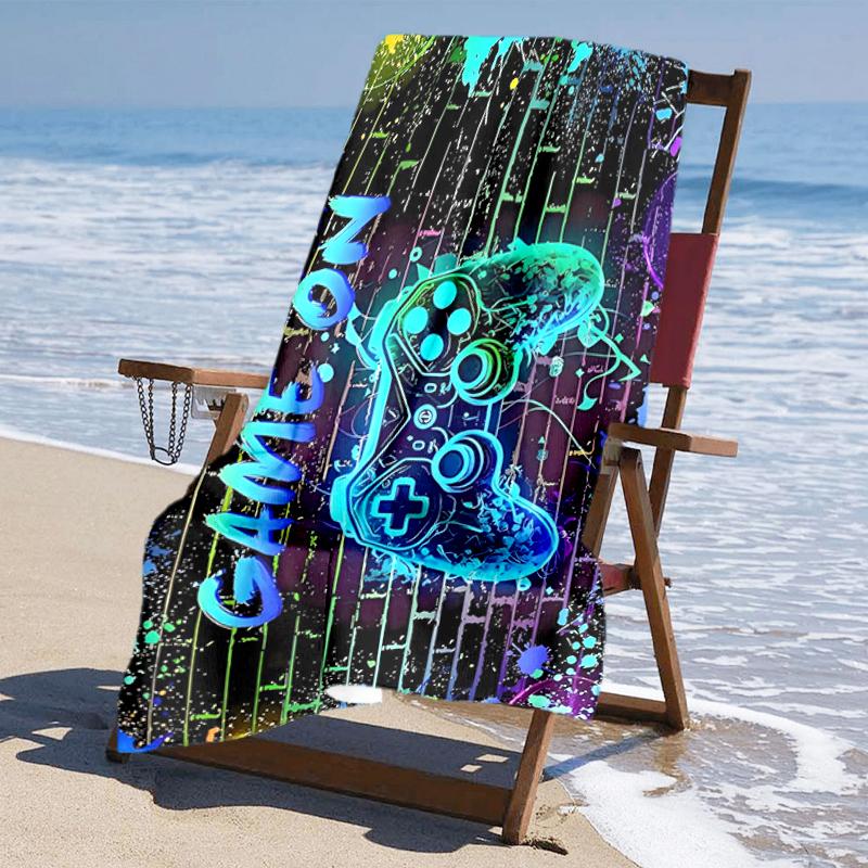 Ultra-Soft Beach Towel with Game Controller Theme,Ideal for Pool - Camping, Diving - Perfect Travel Essential, Vibrant Beach Towel.