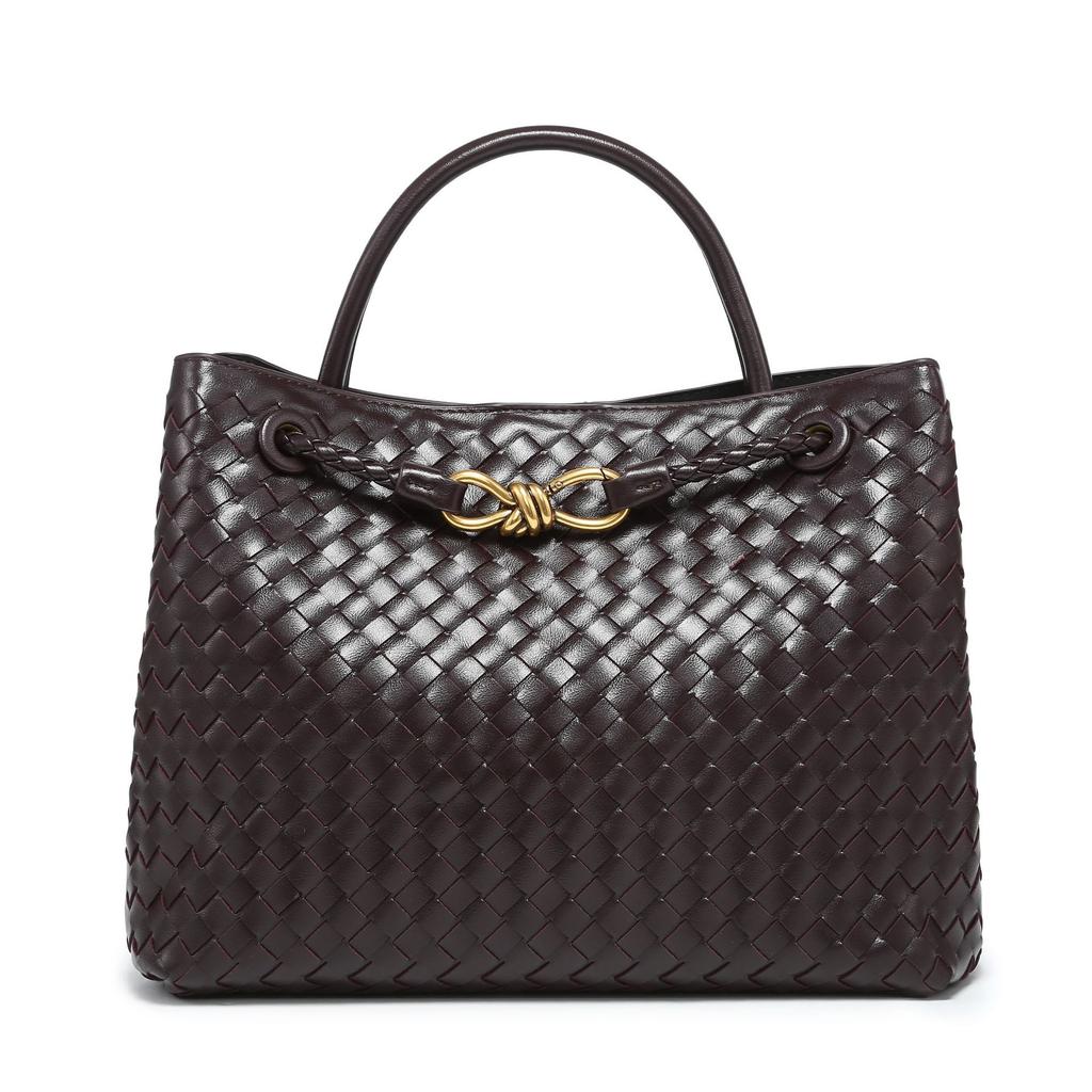 Cross-border Hot ** New Woven Women's Bag Metal Rope Buckle Shoulder Tote Bag Portable Large Capacity Retro Women's Bag