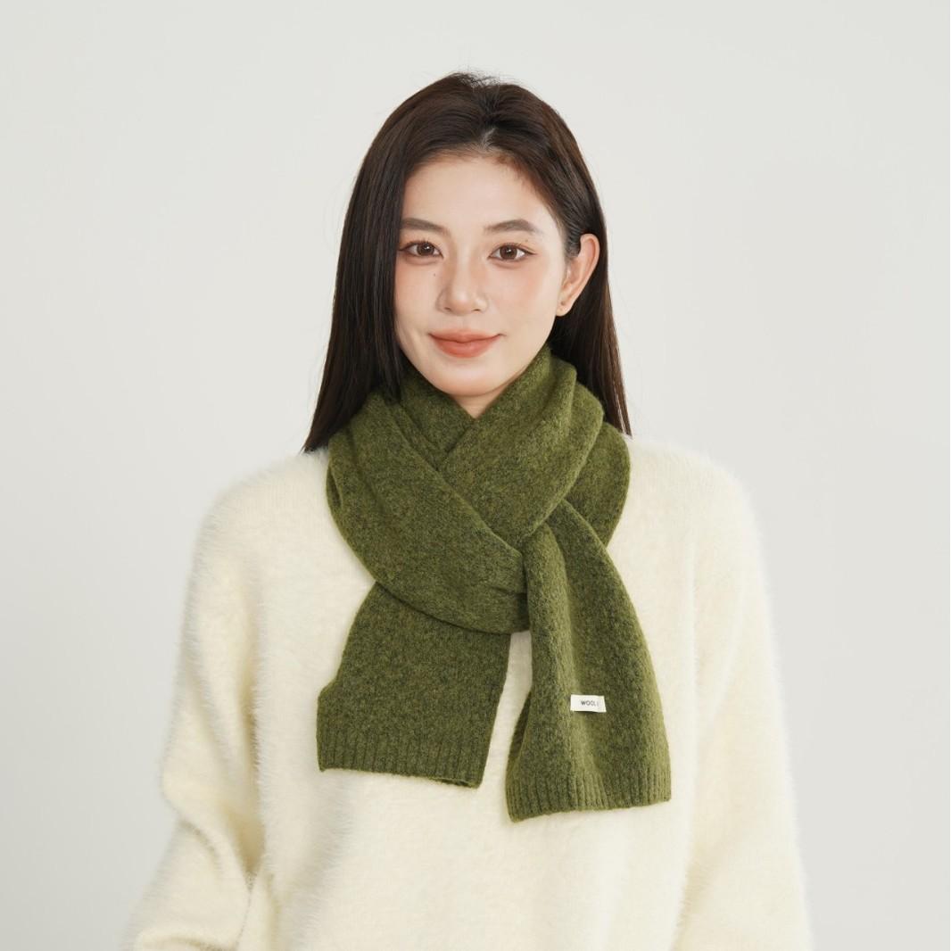 

New Winter Women s Wool Blended Scarf Solid Color Knitted Versatile Fashionable Fresh Warm Thickened Scarf