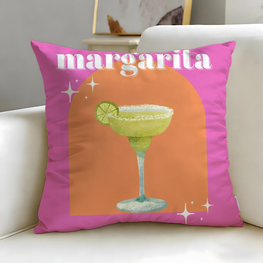 beverage theme Margarita Cocktail Cushion Cover Soft & Easy-Wash Pillow Case – Versatile for Couch, Bed, Travel and Office