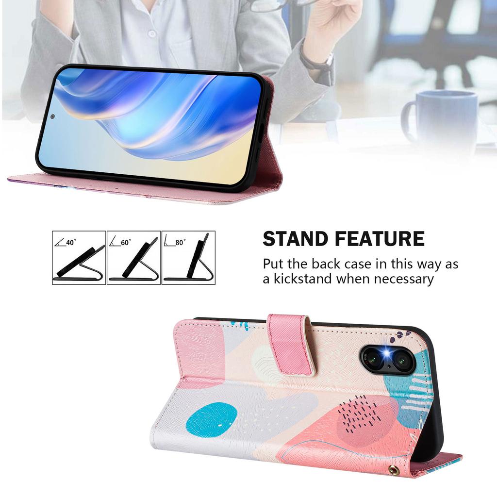 Color Puzzle Luxury Painted Leather Case Wallet Book Style Cover for Sony Xperia 5 IV / 10 IV ,Xperia 1 V / 5 V / 10 V,Xperia 1 VI,5 VI,10 VI.
