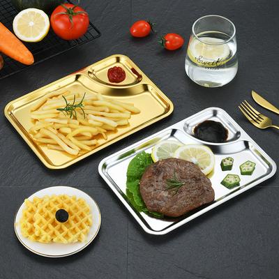 Stainless Steel Rectangle Dining Plate Dessert Cake Fruit Bread The Dip Plate Snacks Sushi Plate Luxury Serving Trays Tableware