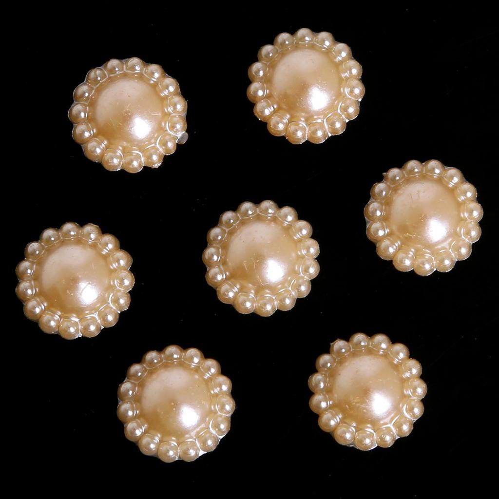 50pcs/bag 12mm Colorful Lacy Half Round Flat Beaded DIY Jewelry Handmade Accessories