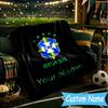 Custom Name Brazilian Football Emblem Flannel Blanket, Use for Birthday/Holiday Gift, Soft Blanket for Sofa/Bed/Camping/Office, Home Decor