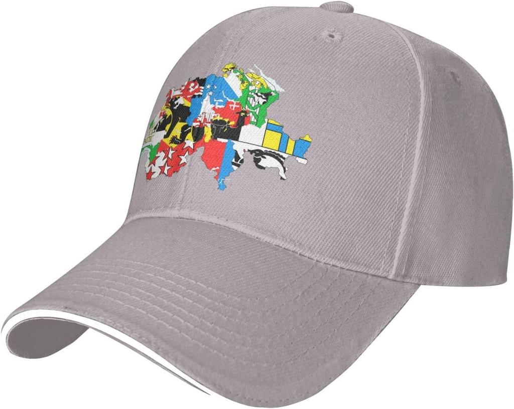 Mapa de Cantones de Suiza Banderas Gorra de Béisbol Poliéster Casual Protección Solar Gorra Ajustable Para Unisex