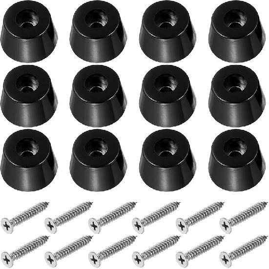 PATIKIL Cutting Board Feet, 12 Pack Round Rubber Feet Bumpers Non Slip Bumper Pads with Stainless Steel Screws for Furniture Chairs Desks Electronics