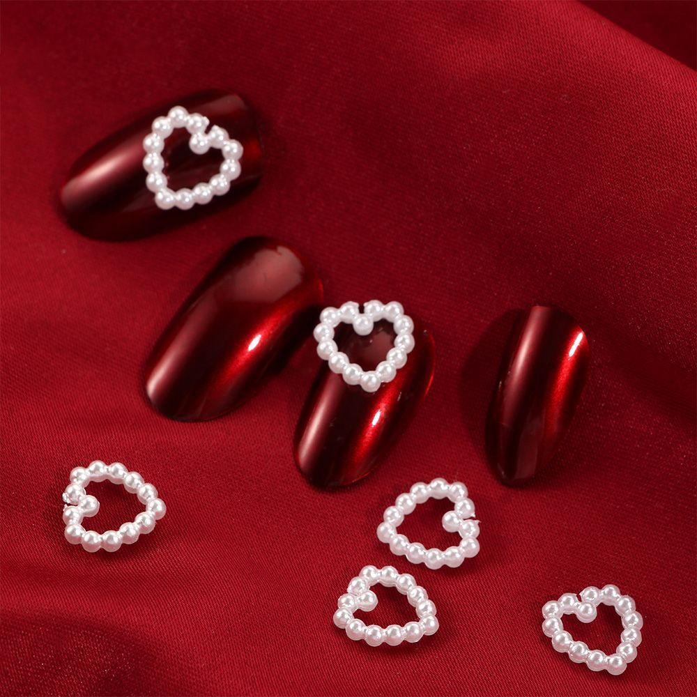 20pcs White Charm Pearl  3D Nail Art Decorations Heart-shaped  Design Jewelry Fashion Manicure Accessories