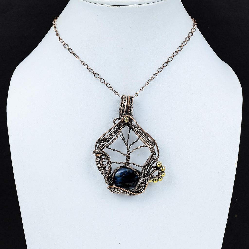 Tree Of Life Pietersite Pendant Copper Wire Wrapped Gemstone Pendant Handmade Tree Of Life Jewelry Brand New Pendant Copper Jewelry For Gift