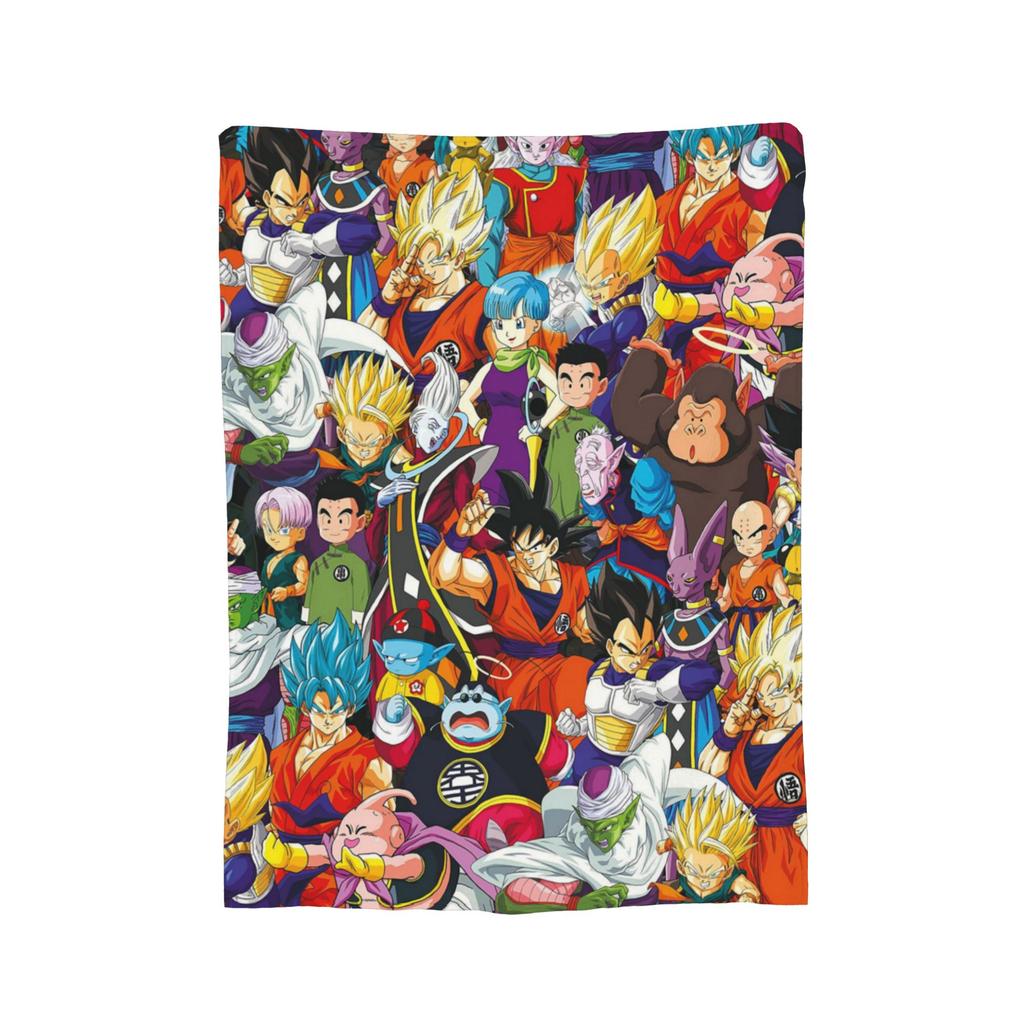 Goku Collage Flannel Blanket DBZ Japanese Anime Awesome Throw Blankets for Home Hotel Sofa 125*100cm Plush Thin Quilt,