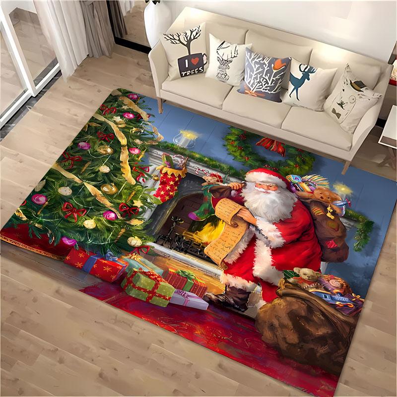 3D HD Printing Christmas Large Area Carpet for Living Room Cartoon Children's Bedroom Sofa Doormat Floor Rug Anti-slip Decor Mat